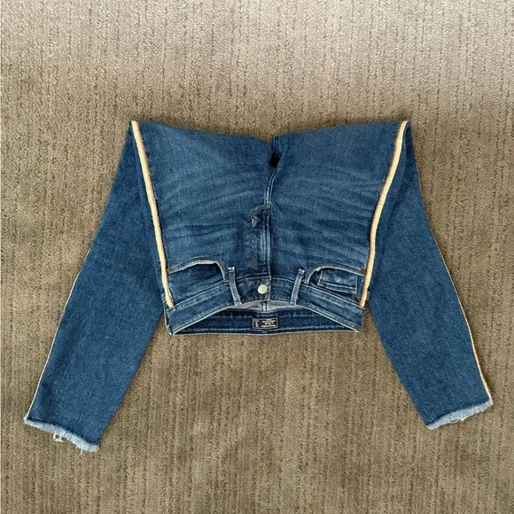 ABERCROMBIE & FITCH Women's Harper Low Rise Ankle Jeans Gold Stripe - Size 25 - Picture 7 of 10